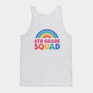 Cute School Teacher 6th Grade Squad with Retro Rainbow and Hearts Tank Top